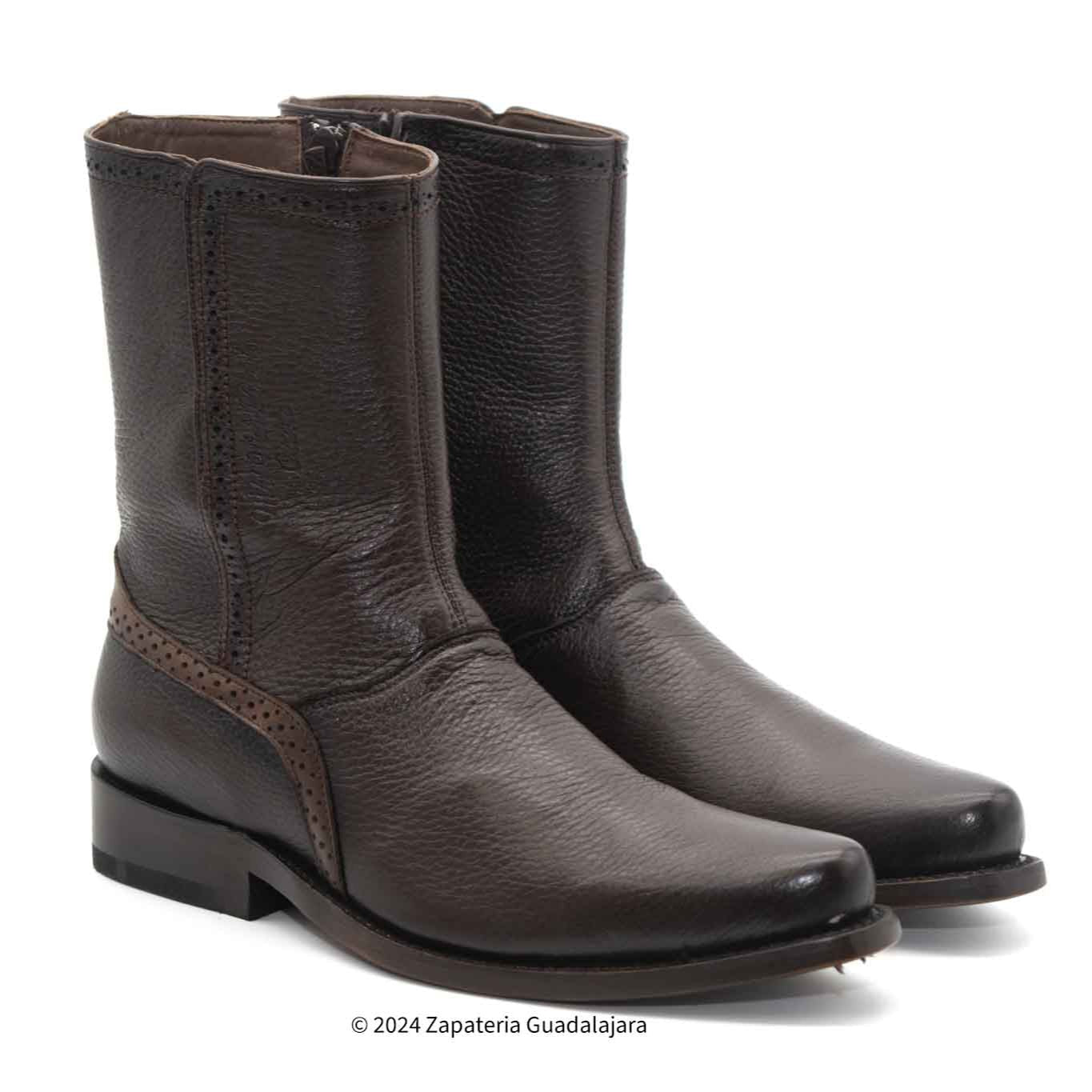 MEN'S LOW SHAFT GENUINE DEER SKIN FADED BROWN BOOT -278BI8316