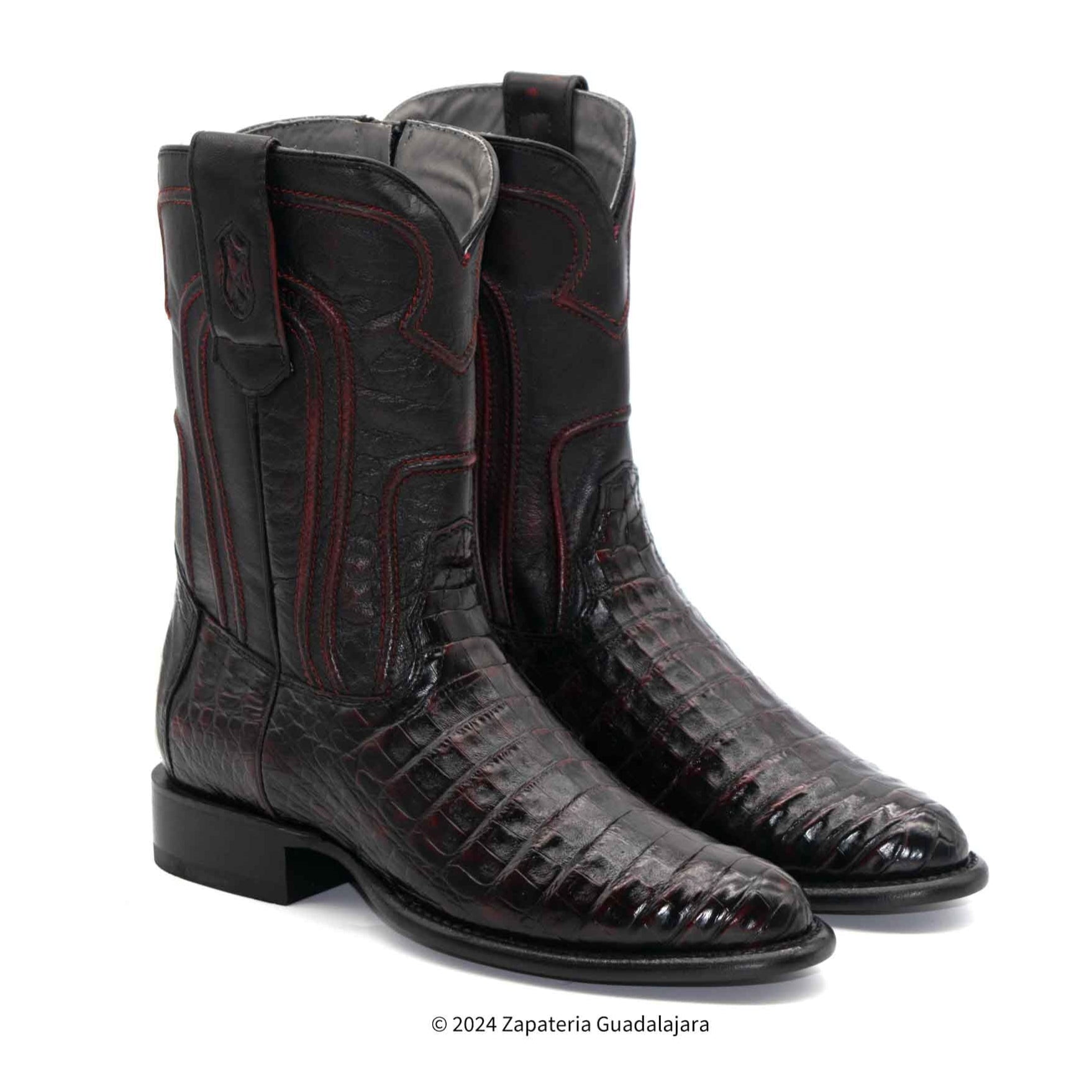 MEN'S ROPER CAIMAN BELLY BLACK CHERRY LEATHER BOOT -69Z8218