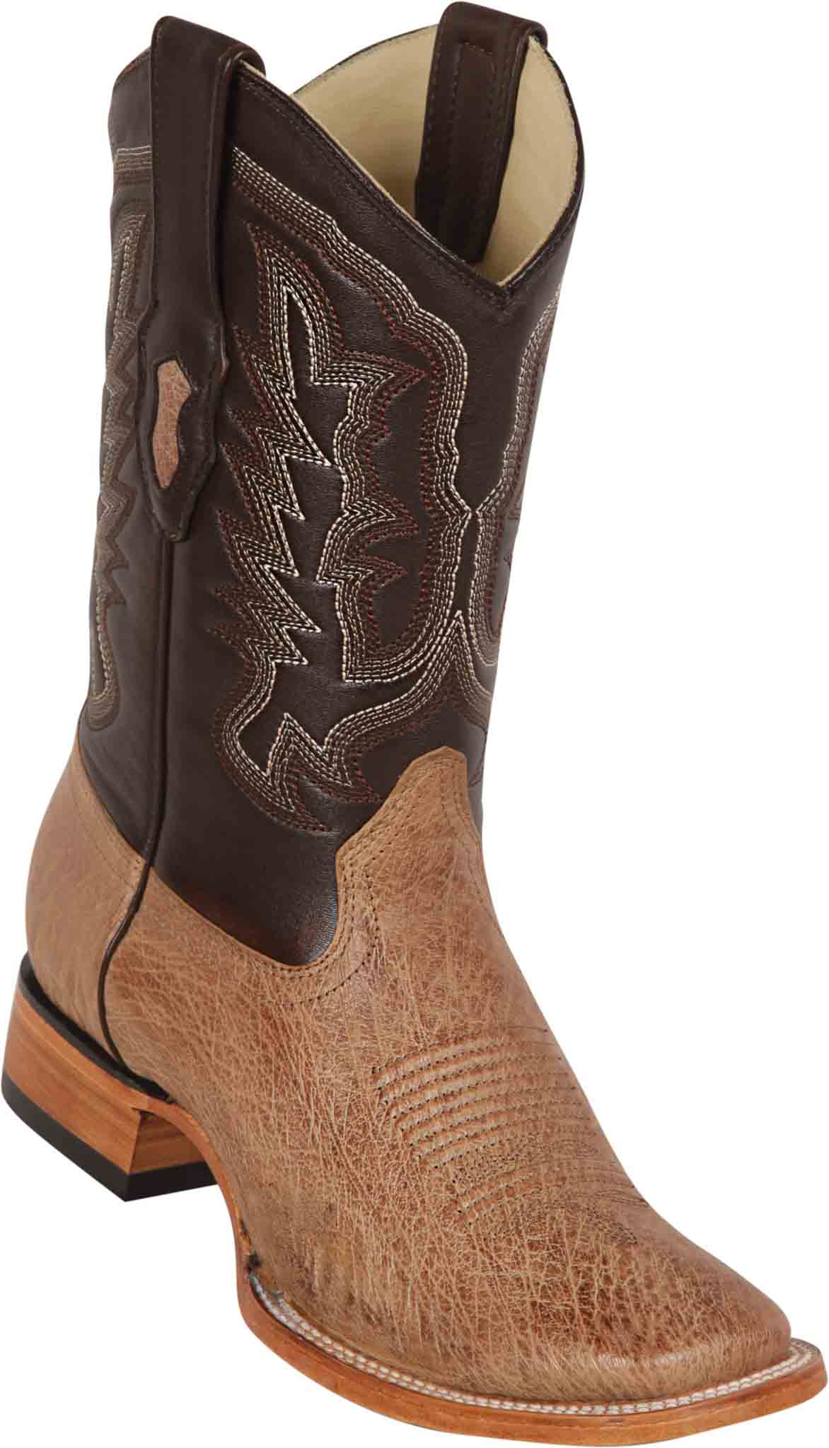 Los Altos Men's Wide Square Toe Ostrich Short Boots - Moka main image 1
