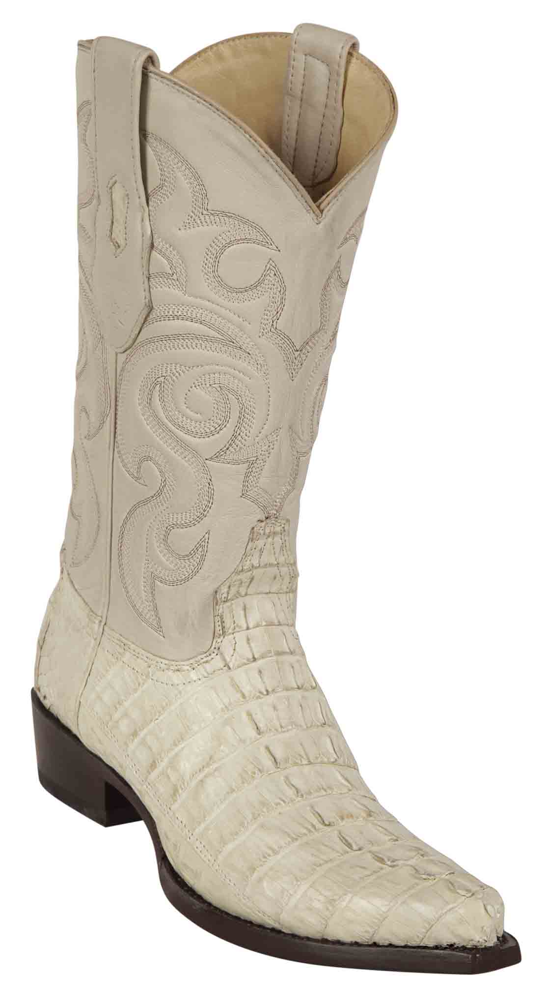 Men's Los Altos Caiman Tail Wide Square Toe Boots - Winter White main image 1