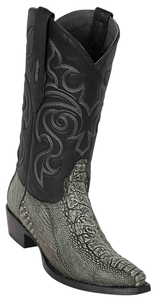 940581 LOS ALTOS BOOTS SNIP TOE OSTRICH LEG RUSTIC BLACK | Genuine Leather Vaquero Boots and Cowboy Hats | Zapateria Guadalajara | Authentic Mexican Western Wear