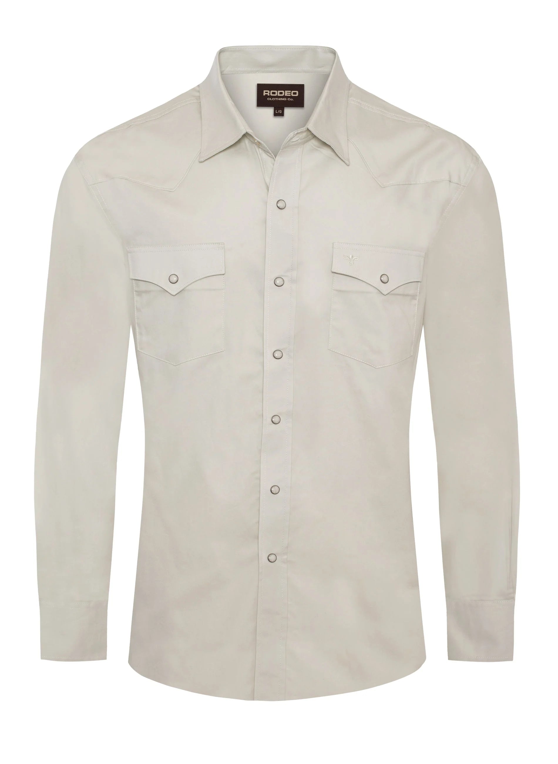 Solid Ivory Western Fashion Long Sleeve Shirt-AC108L