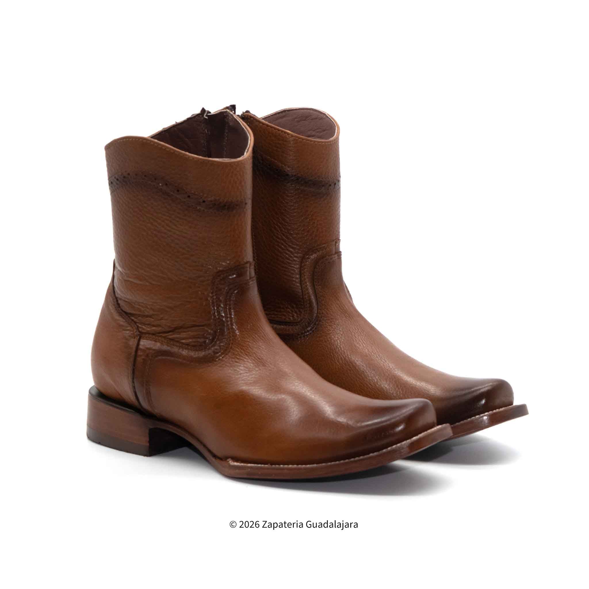 Dubai Toe Cowboy Honey Leather Boot-H52PD5195 | Genuine Leather