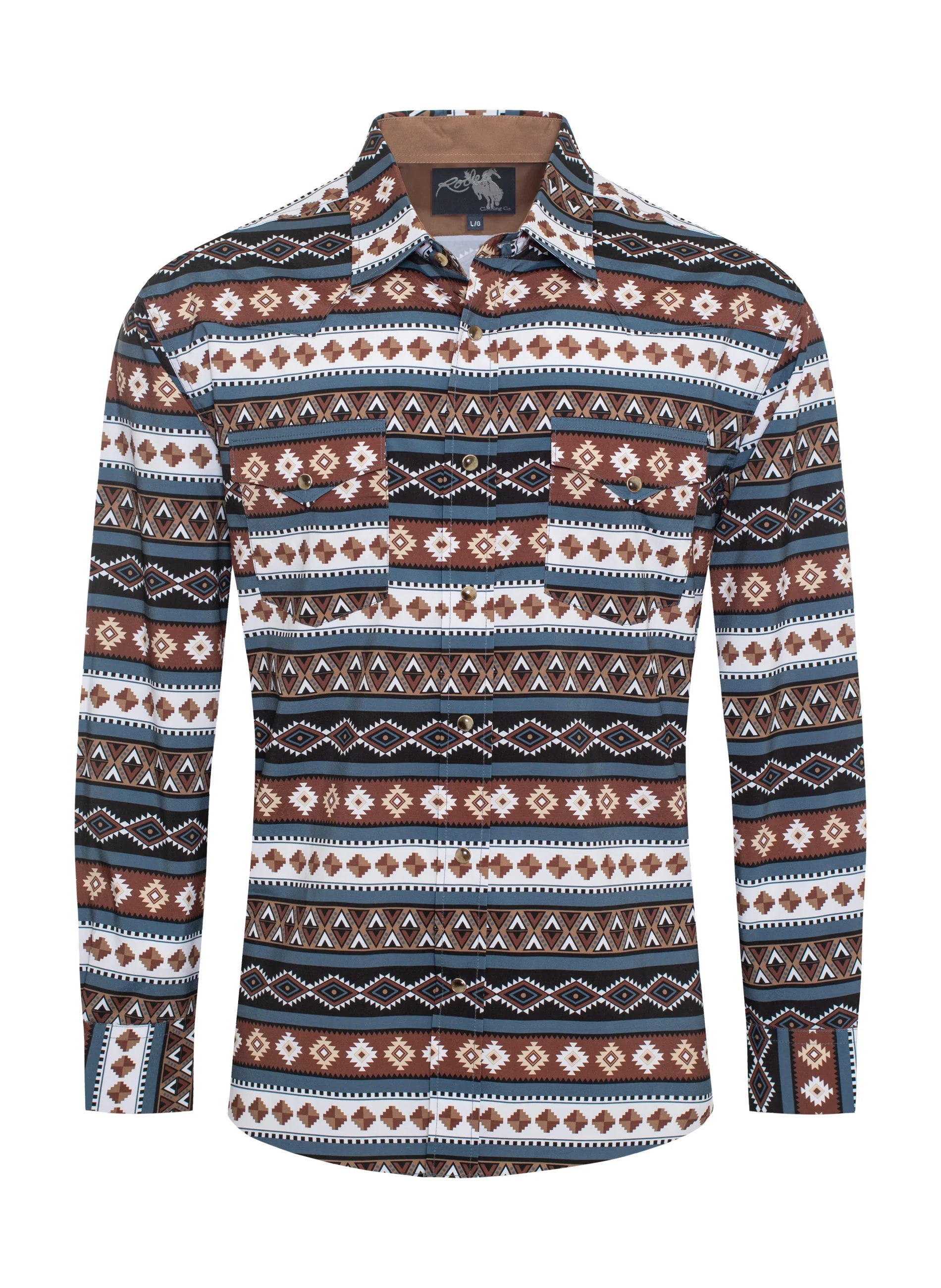 Men's Western Pearl Snap Aztec Print Shirt - MPS110L-115 | Genuine