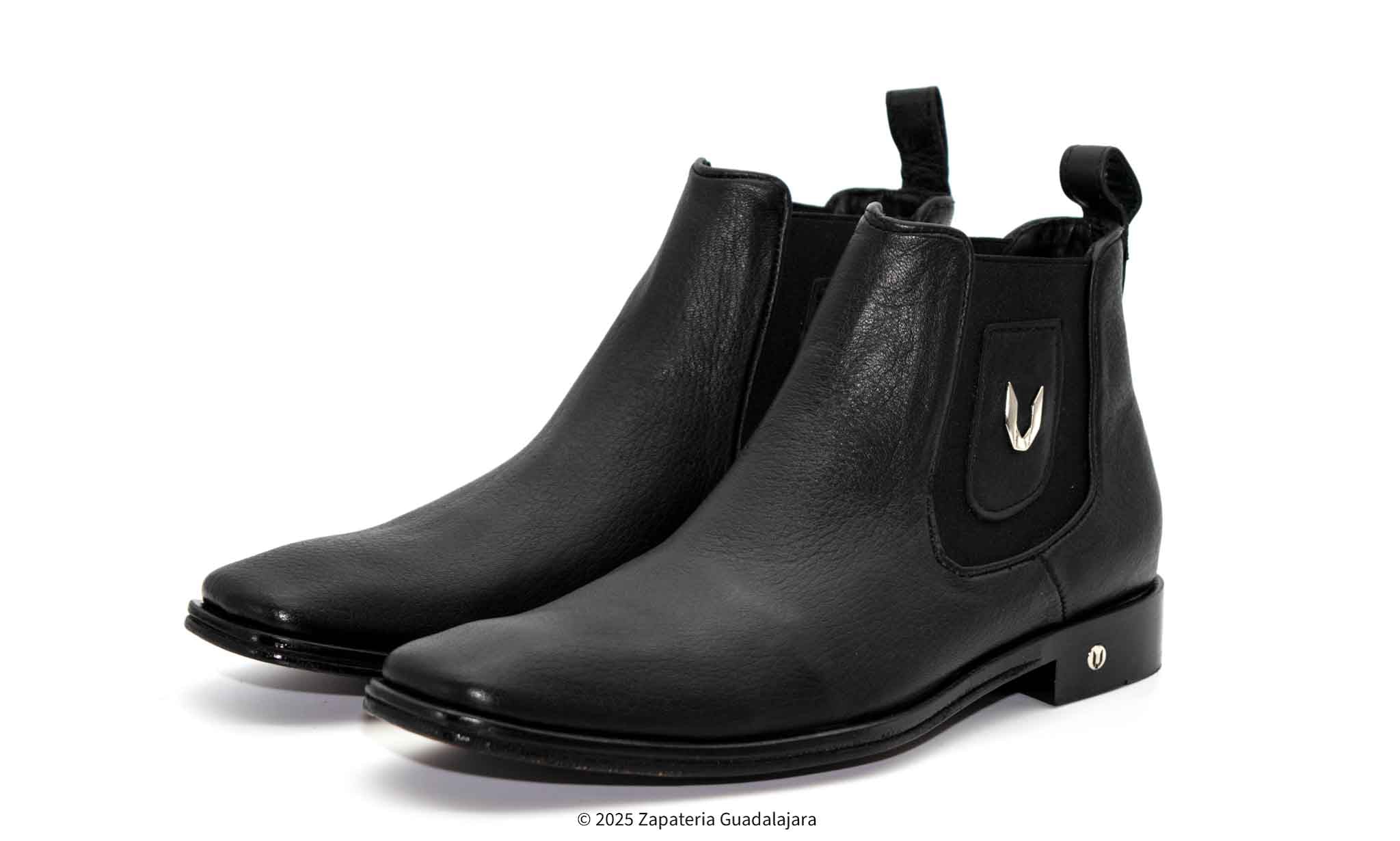 Men's Deer Chelsea Black Leather Boot-7BV015105 | Genuine Leather