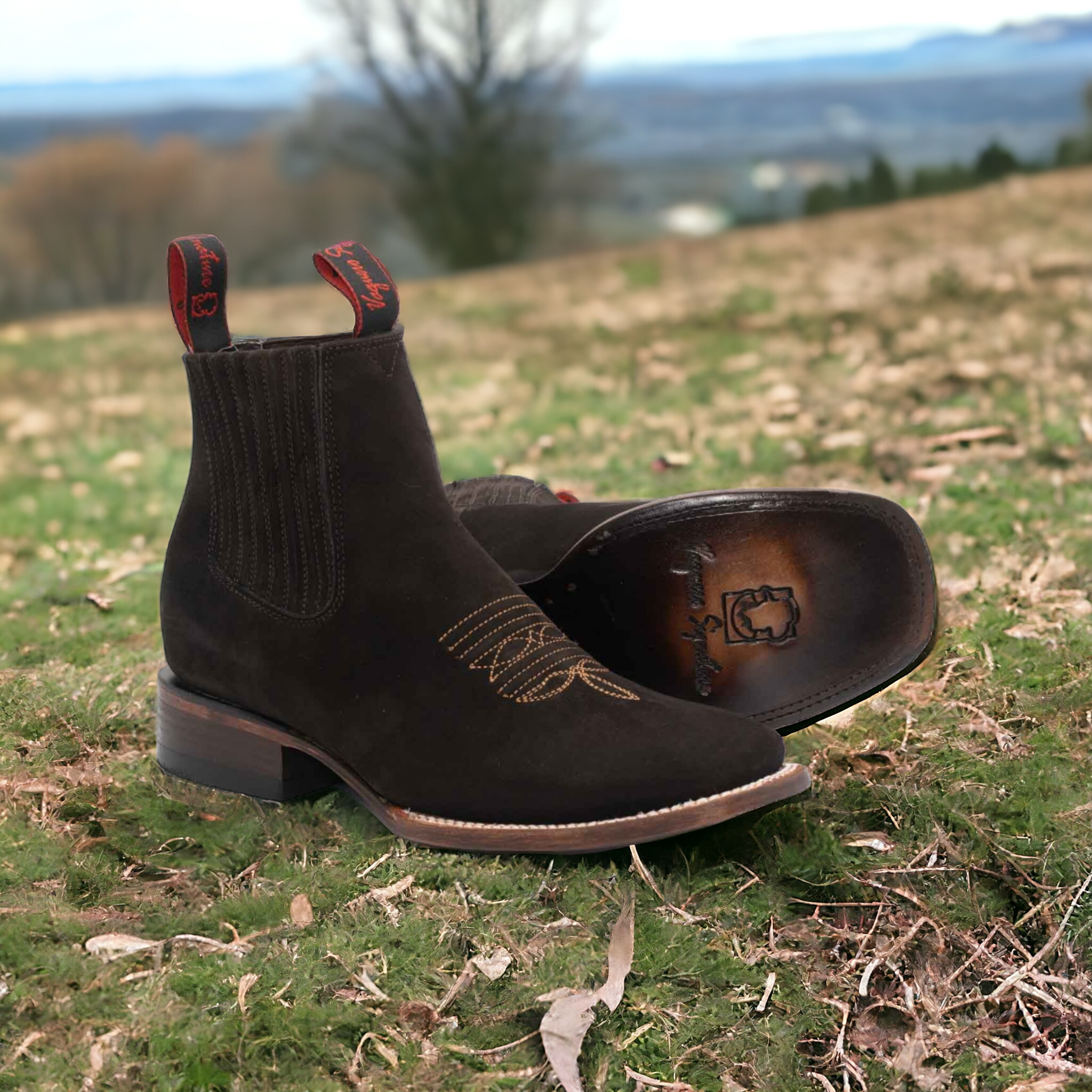 MEN'S WIDE SQUARE TOE NOBUCK BROWN LEATHER BOOT-2662602 | Genuine MEN'S WIDE SQUARE TOE NOBUCK BROWN LEATHER BOOT-2662602 | Genuine