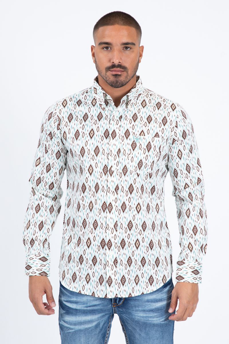 Platini Western Fashion Satin Cotton/Spandex Modern Fit Long Sleeve Shirt-CWL11335 