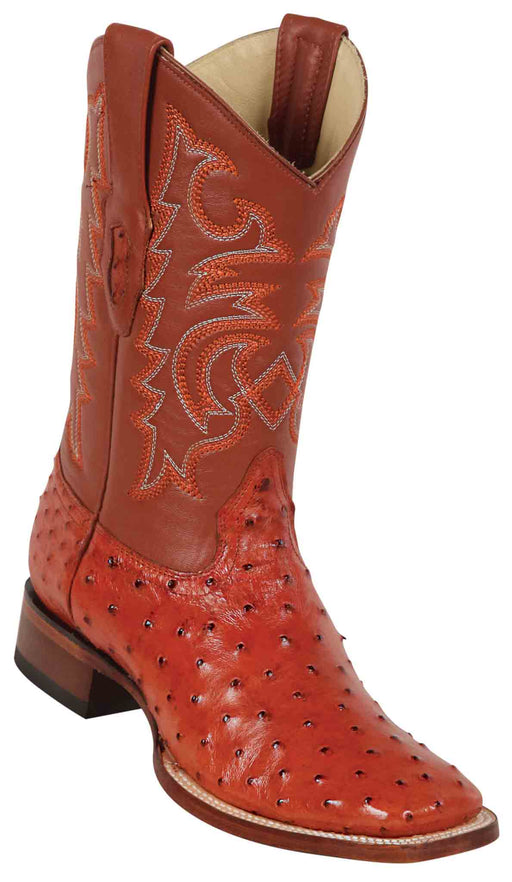 8220303 LOS ALTOS BOOTS WIDE SQUARE TOE OSTRICH COGNAC | Genuine Leather Vaquero Boots and Cowboy Hats | Zapateria Guadalajara | Authentic Mexican Western Wear