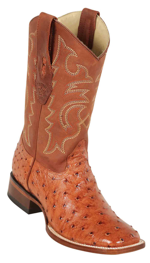 82203564 LOS ALTOS BOOTS WIDE SQUARE TOE OSTRICH BRANDY | Genuine Leather Vaquero Boots and Cowboy Hats | Zapateria Guadalajara | Authentic Mexican Western Wear