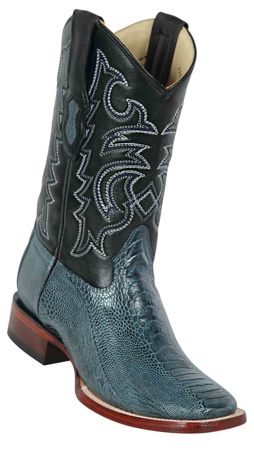 8220514 LOS ALTOS BOOTS WIDE SQUARE TOE OSTRICH LEG DENIM BLUE | Genuine Leather Vaquero Boots and Cowboy Hats | Zapateria Guadalajara | Authentic Mexican Western Wear