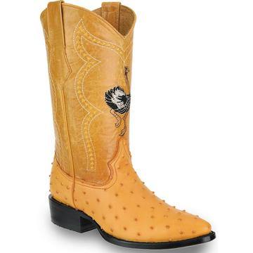 JB901 J Toe Boot Ostrich Print Leather Buttercup | Genuine Leather Vaquero Boots and Cowboy Hats | Zapateria Guadalajara | Authentic Mexican Western Wear