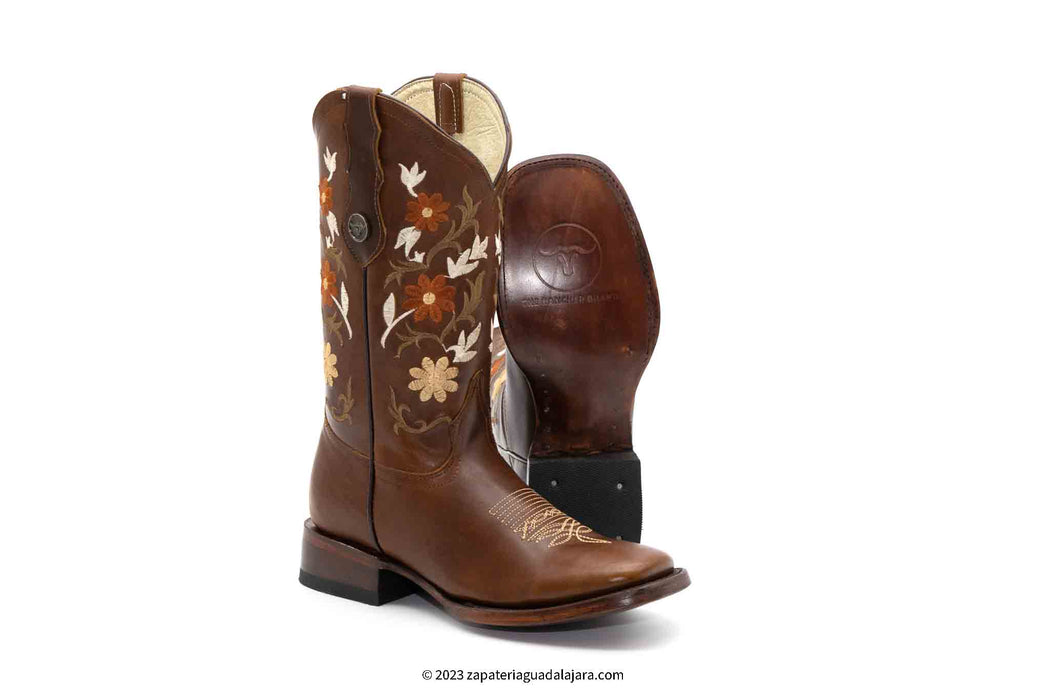 H227207 WIDE SQUARE TOE VOLCANO BROWN | Genuine Leather Vaquero Boots and Cowboy Hats | Zapateria Guadalajara | Authentic Mexican Western Wear