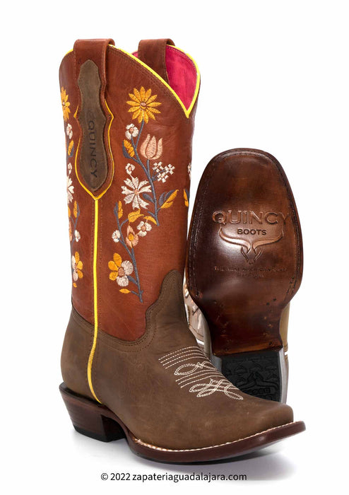 Q3125207 SQUARE TOE BROWN | Genuine Leather Vaquero Boots and Cowboy Hats | Zapateria Guadalajara | Authentic Mexican Western Wear