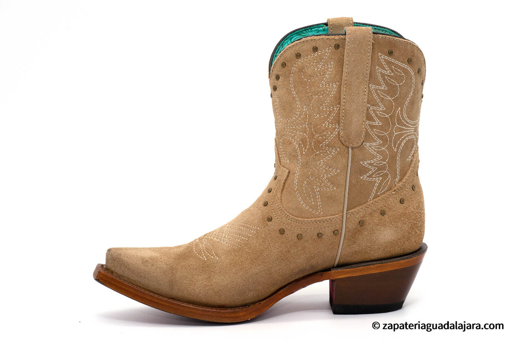 Q34B6359 WOMEN SNIP-TOE SUEDE LEATHER TABACCO BOOT | Genuine Leather Vaquero Boots and Cowboy Hats | Zapateria Guadalajara | Authentic Mexican Western Wear