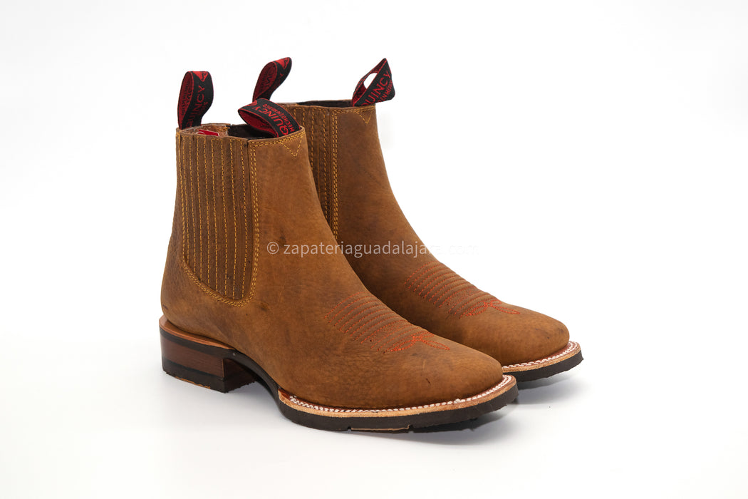 Q82BU2707 WIDE SQUARE FLOTER BLROWN RUBBER SOLE | Genuine Leather Vaquero Boots and Cowboy Hats | Zapateria Guadalajara | Authentic Mexican Western Wear