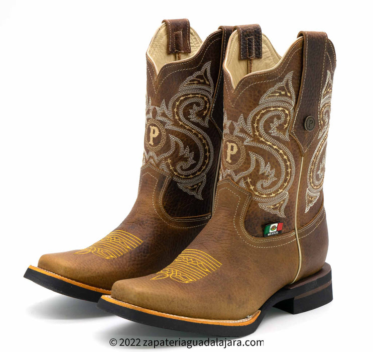 RODEO BULL FIGHT HONEY RUBBER SOLE | Genuine Leather Vaquero Boots and Cowboy Hats | Zapateria Guadalajara | Authentic Mexican Western Wear