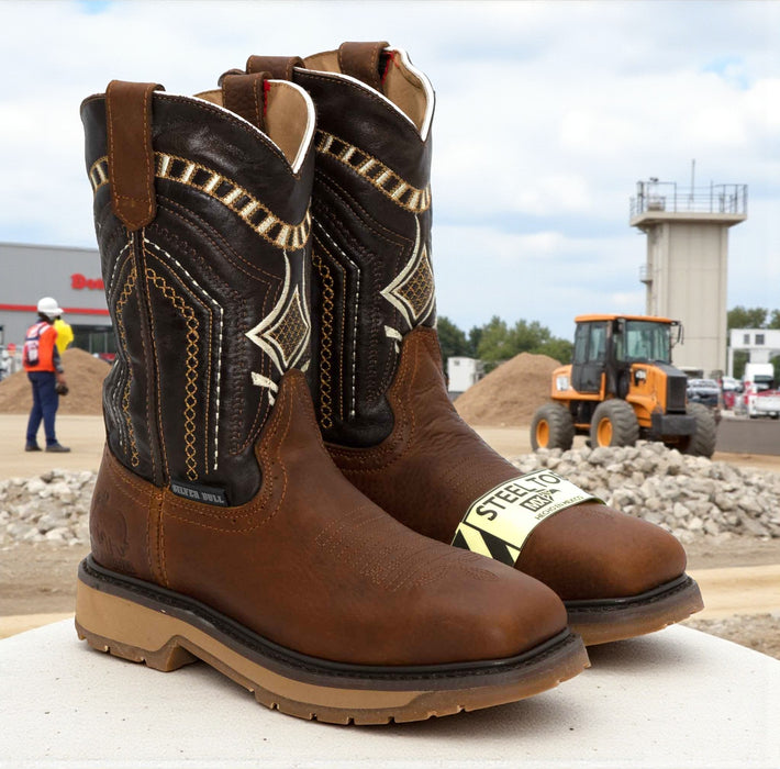 10" Steel Toe Rustic Brown Dual Density Leather Work Boot-SB5001