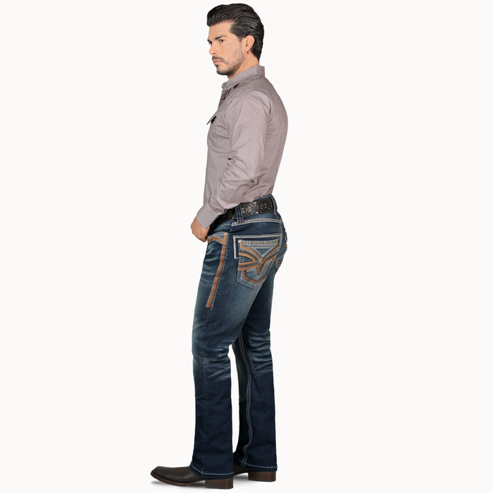 Dark Blue Western Stretch Premium Demin Jeans-LAM12101