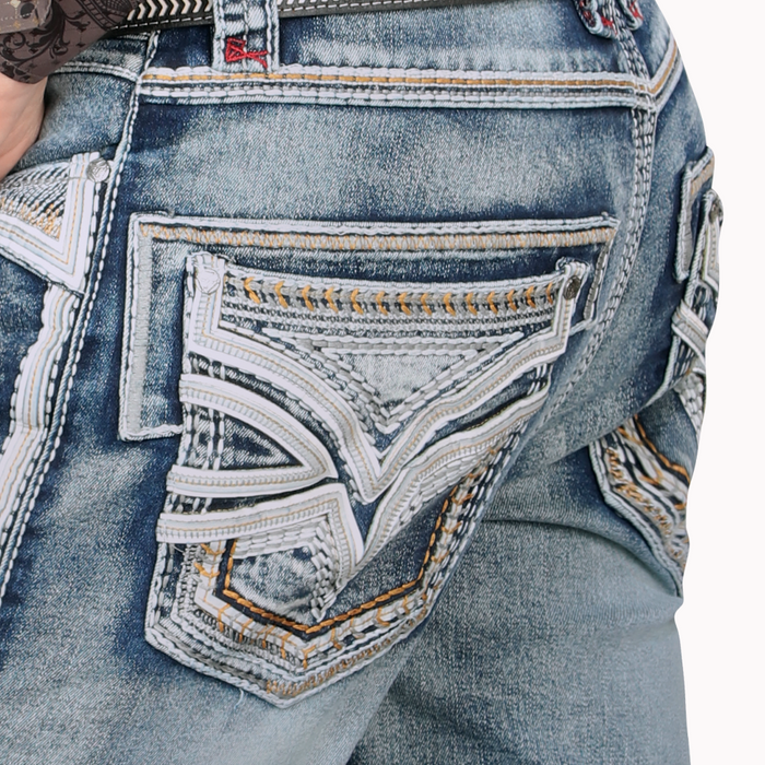 Medium Blue Western Stretch Premium Demin Jeans-LAM12101