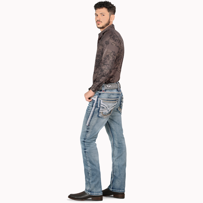 Medium Blue Western Stretch Premium Demin Jeans-LAM12101