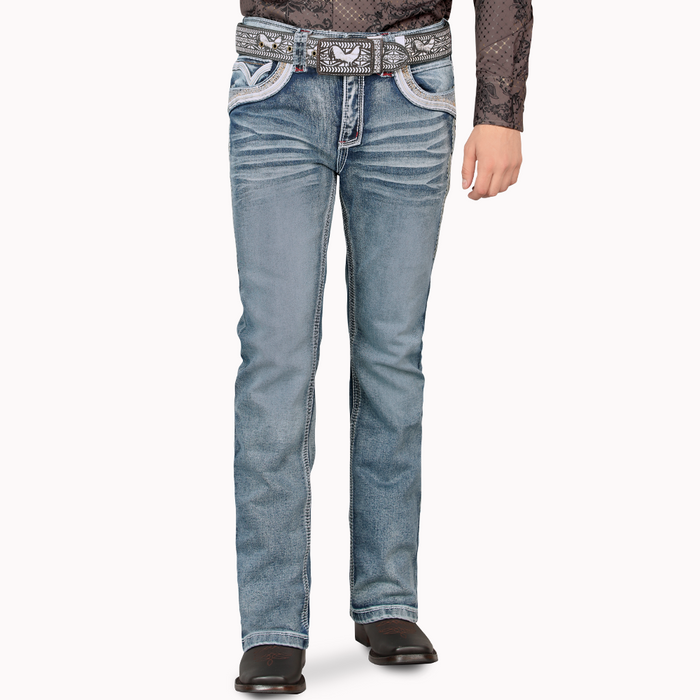 Medium Blue Western Stretch Premium Demin Jeans-LAM12101