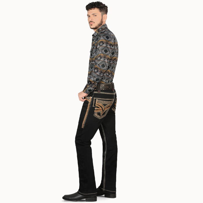 Black Western Stretch Premium Demin Jeans-LAM12101