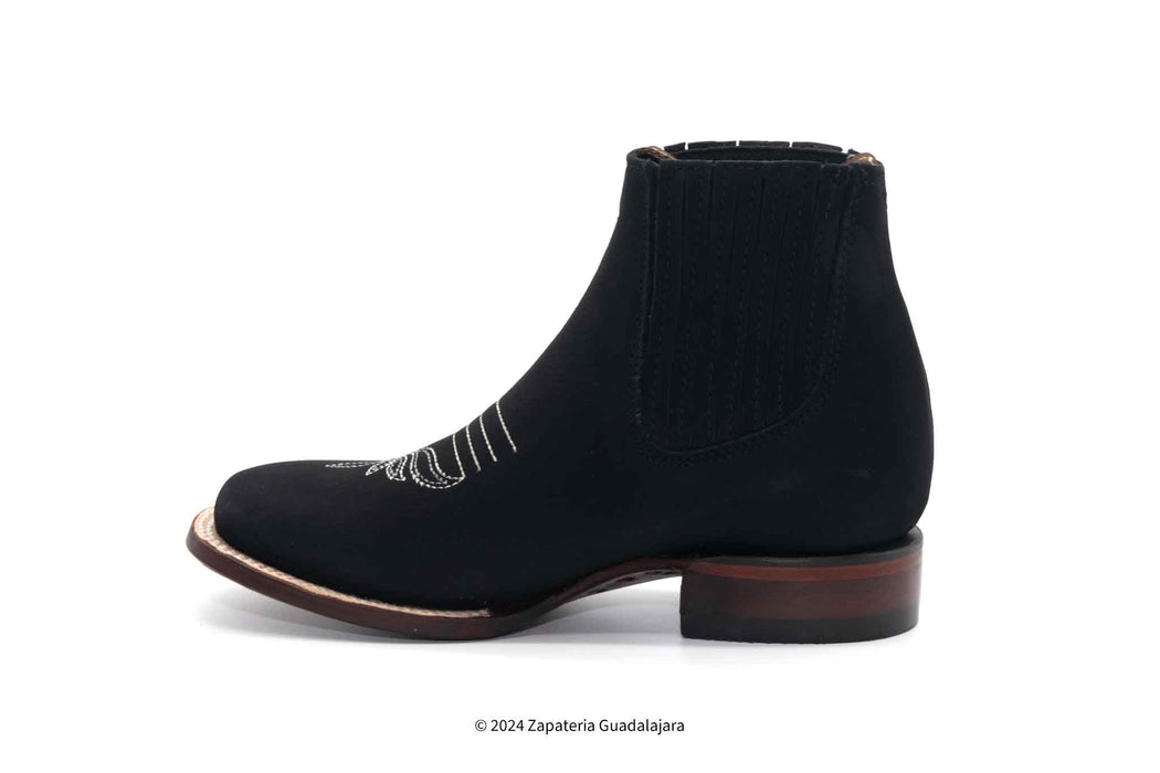 206305 WOMEN WIDE SQUARE TOE NOBUCK BLACK LEATHER BOOT