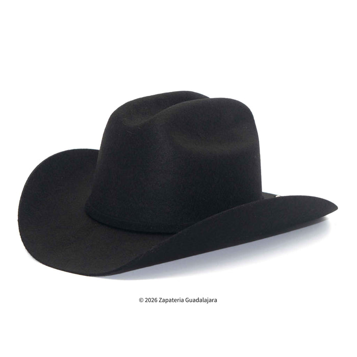 Black cowboy hat on a white background with 'Zapateria Guadalajara' branding.