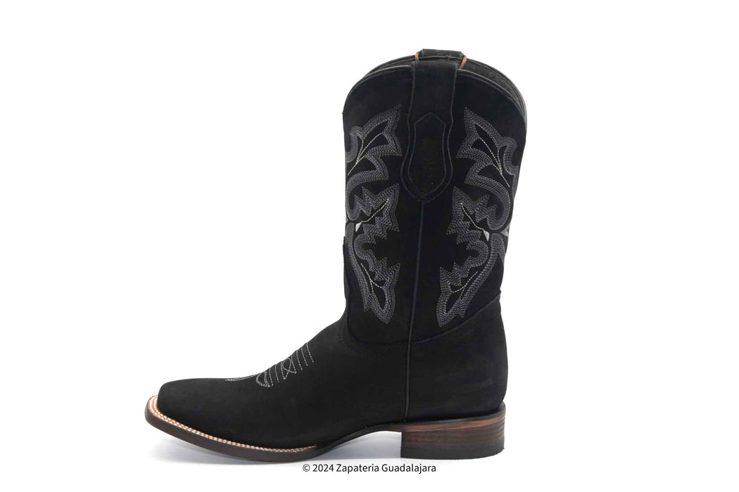 2565012601 MEN WIDE SQUARE TOE BLACK NOBUCK LEATHER BOOT