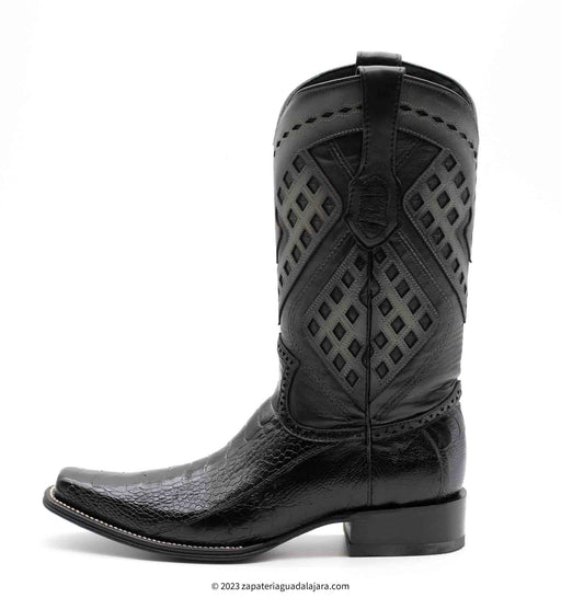2760505 Ostrich Leg European Toe Black | Genuine Leather Vaquero Boots and Cowboy Hats | Zapateria Guadalajara | Authentic Mexican Western Wear
