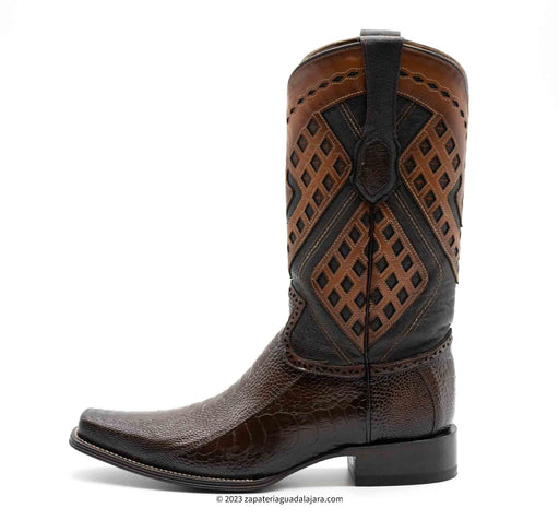 2760516 Ostrich Leg European Toe Faded Brown | Genuine Leather Vaquero Boots and Cowboy Hats | Zapateria Guadalajara | Authentic Mexican Western Wear