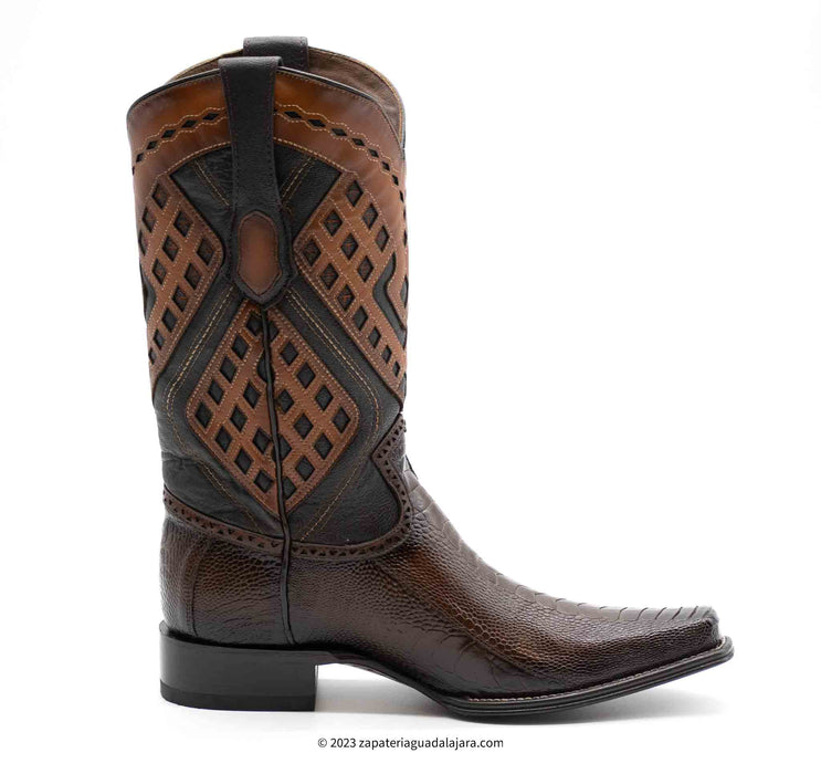 2760516 Ostrich Leg European Toe Faded Brown | Genuine Leather Vaquero Boots and Cowboy Hats | Zapateria Guadalajara | Authentic Mexican Western Wear