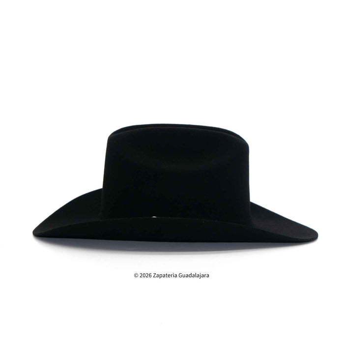 Black wide-brimmed hat on a white background