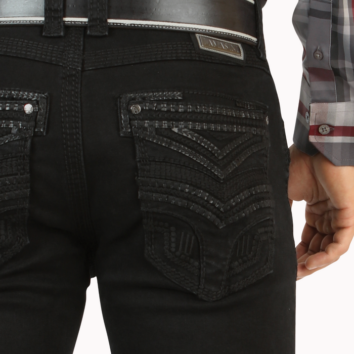 Black Western Stretch Premium Demin Jeans-LAM26503