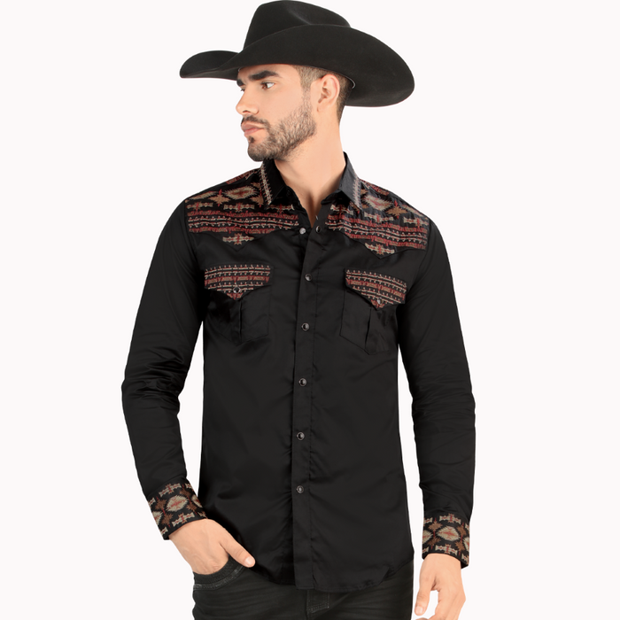 Black Long Sleeve Western Fashion Shirt-LV2212