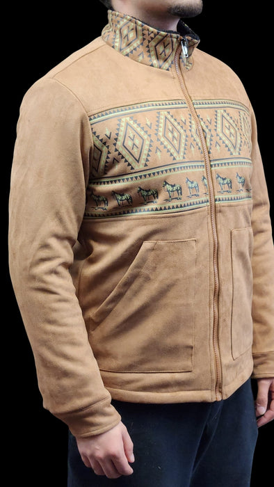 MEN MICROFIBER WESTERN ZIPPER JACKET BROWN #LAM610