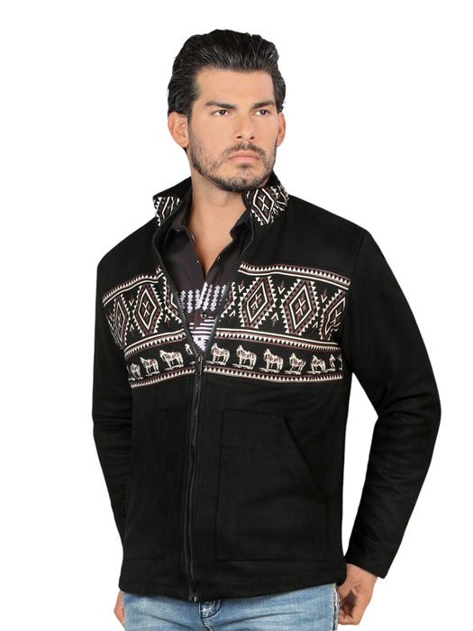 MEN MICROFIBER WESTERN ZIPPER JACKET BLACK #LAM610