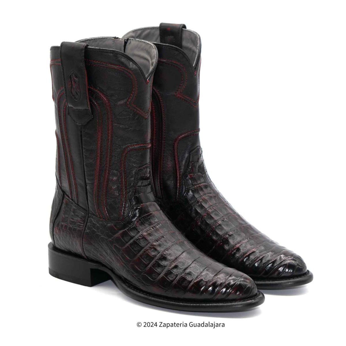 MEN'S ROPER CAIMAN BELLY BLACK CHERRY LEATHER BOOT -69Z8218