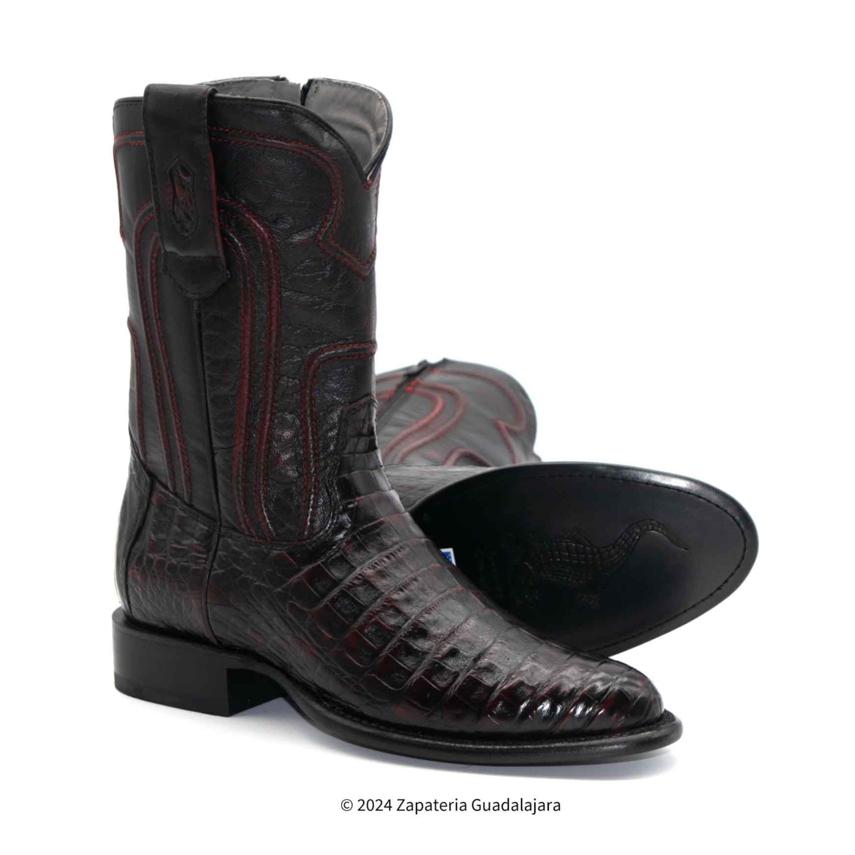 MEN'S ROPER CAIMAN BELLY BLACK CHERRY LEATHER BOOT -69Z8218