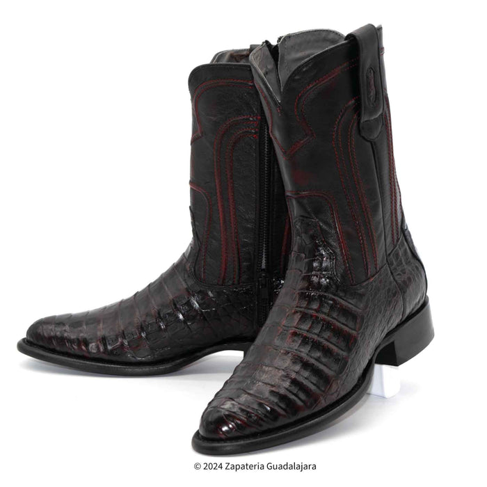 MEN'S ROPER CAIMAN BELLY BLACK CHERRY LEATHER BOOT -69Z8218 | Genuine ...