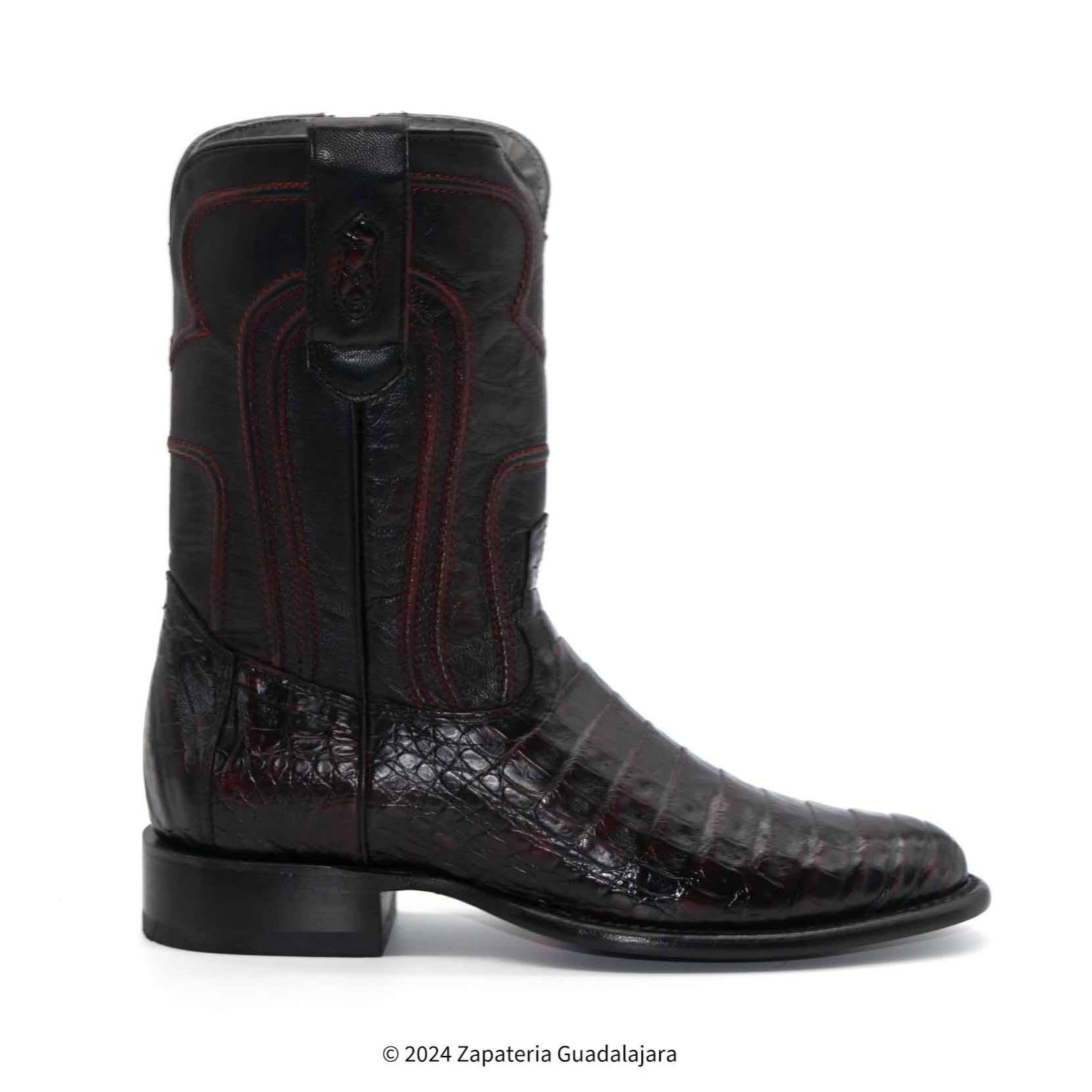 MEN'S ROPER CAIMAN BELLY BLACK CHERRY LEATHER BOOT -69Z8218