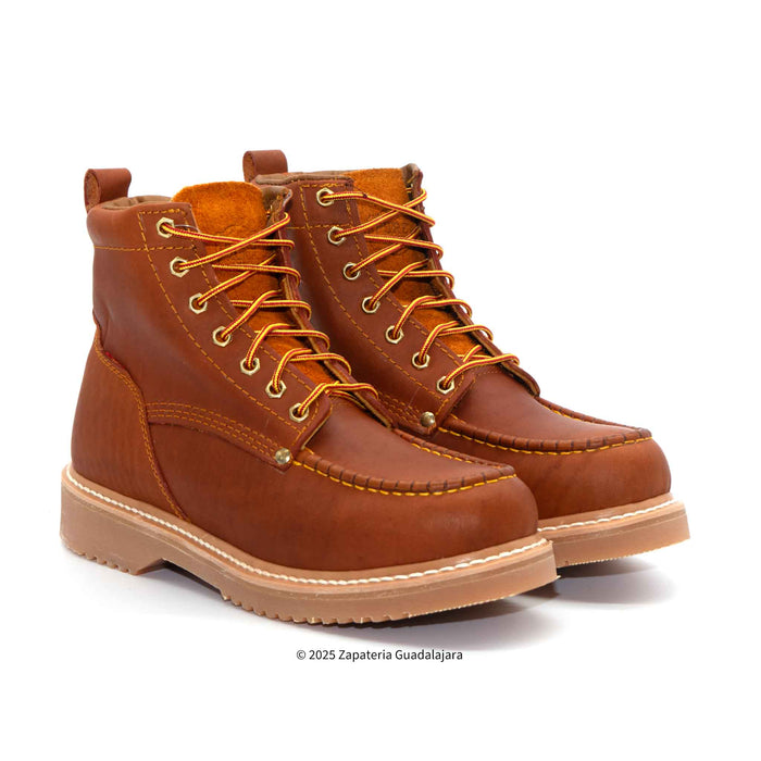 6" Soft Toe Grasso Tan Rubber Sole Leather Boot -2406