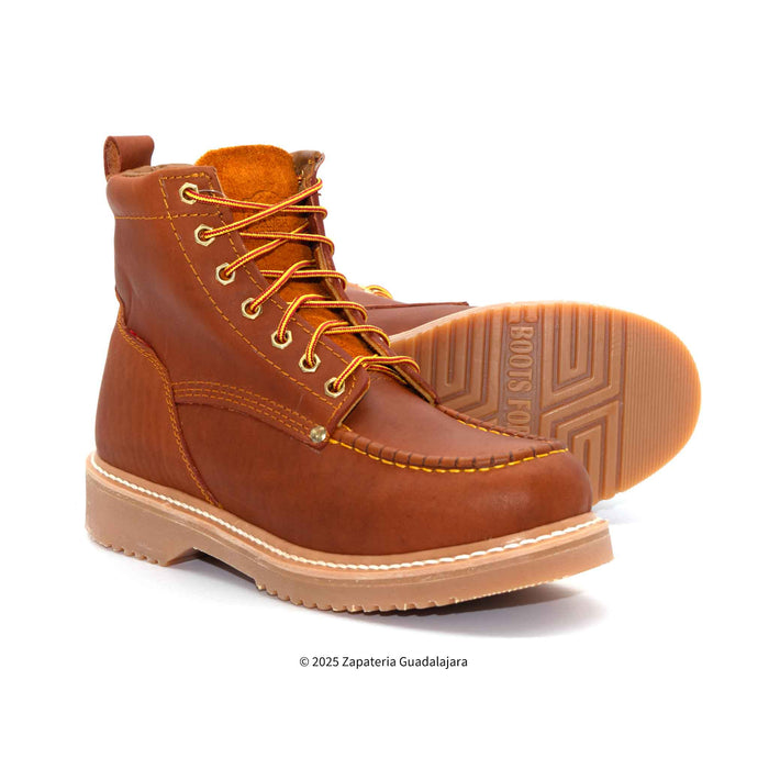 6" Soft Toe Grasso Tan Rubber Sole Leather Boot -2406