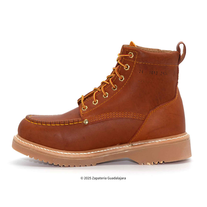 6" Soft Toe Grasso Tan Rubber Sole Leather Boot -2406