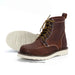 Brown leather boot with white sole on a white background