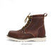 Brown leather boot with white sole on a white background