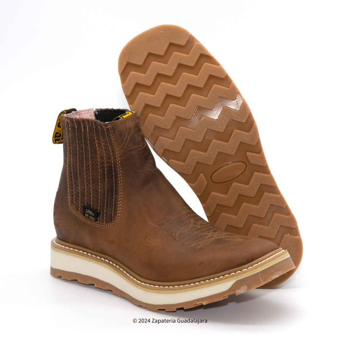 6" WIDE SQUARE SOFT TOE DOUBLE DENSITY SOLE VOLCANO HONEY PULL UP LEATHER WORK BOOT -1071