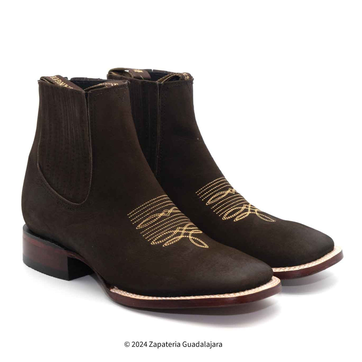 Brown Nobuck Square Toe leather boot-706307 | Genuine Leather