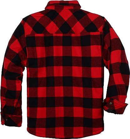 FLANNEL QUILTED SHERPA LINED JACKET (RED/BLACK #3)