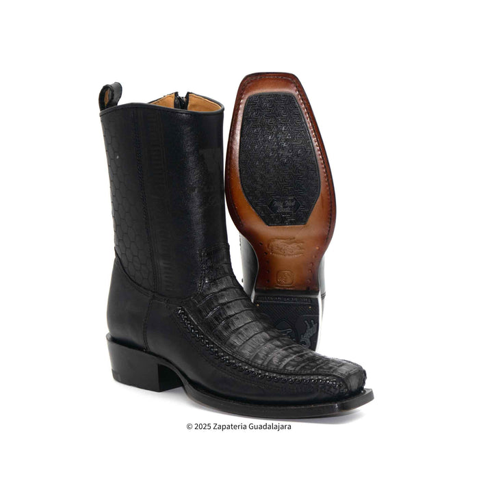 7 Toe Caiman Belly Black Leather Boot-257BFH8205
